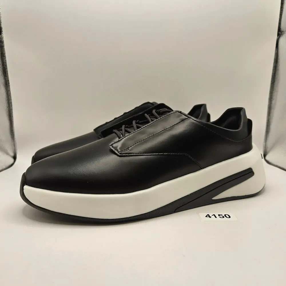 WOLF & SHEPHERD MEN'S 10.5 SUPERCROSSOVER BLACK LEATHER LOW TOP SNEAKER NWOB